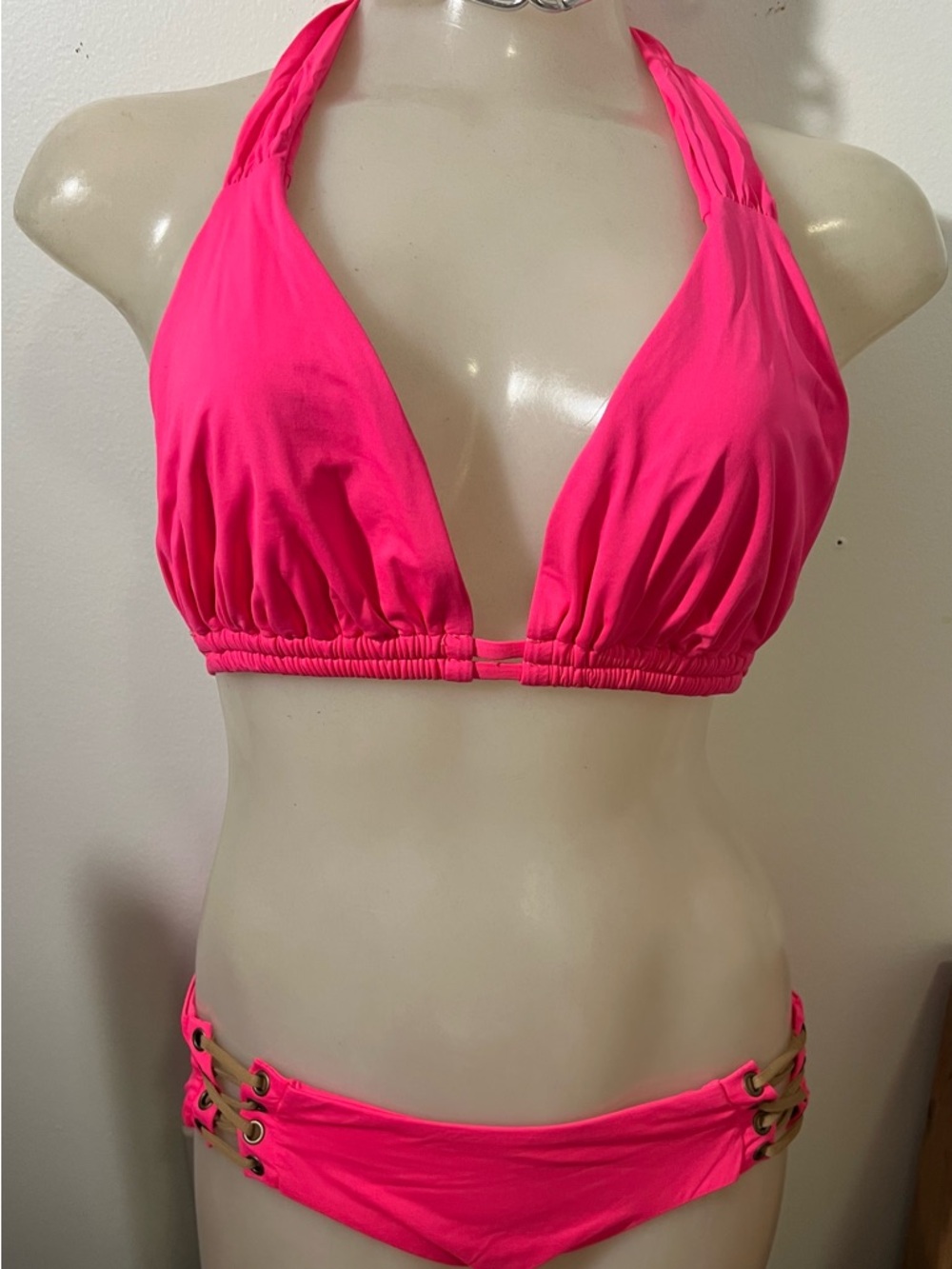 BECCA - Women's Hot Pink Halter Bikini Set